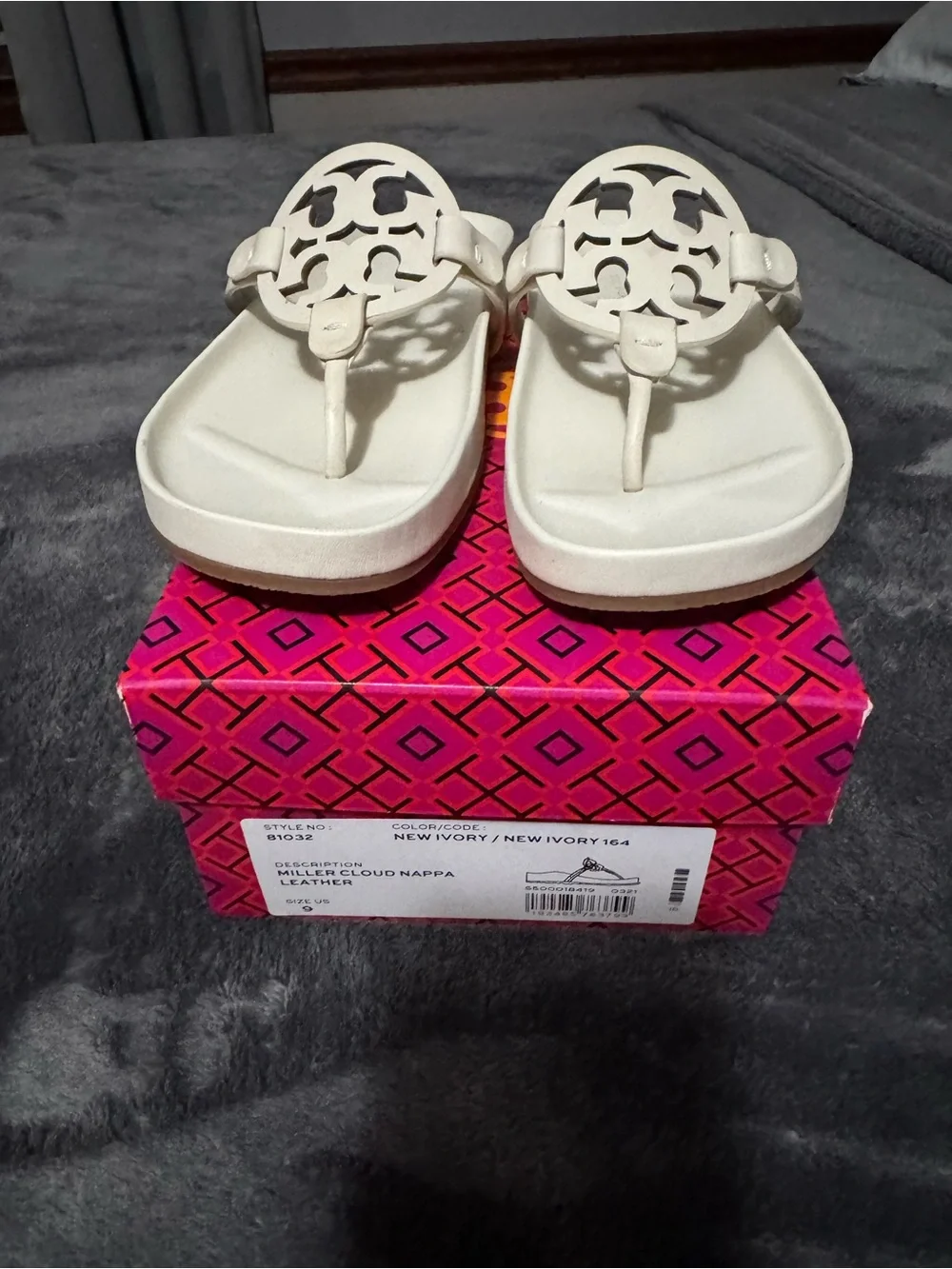 Tory Burch Miller cloud Ivory Logo Thong Sandals